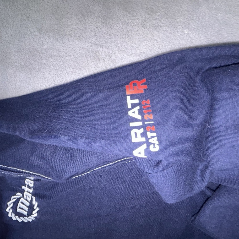 Ariat FR Shirt Mens Large Work Flame Resistant Workwear Utility Blue Long Sleeve - Picture 7 of 10